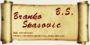 Branko Spasović vizit kartica